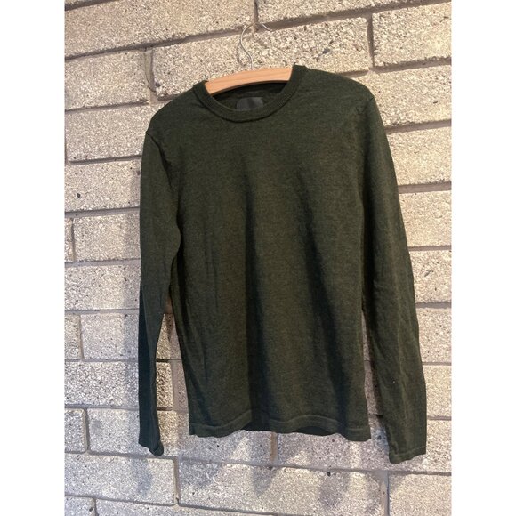 Dark Green Long-Sleeve Knit Pullover Sweater By 01.Algo Size M 100% Merino Wool - Picture 2 of 8